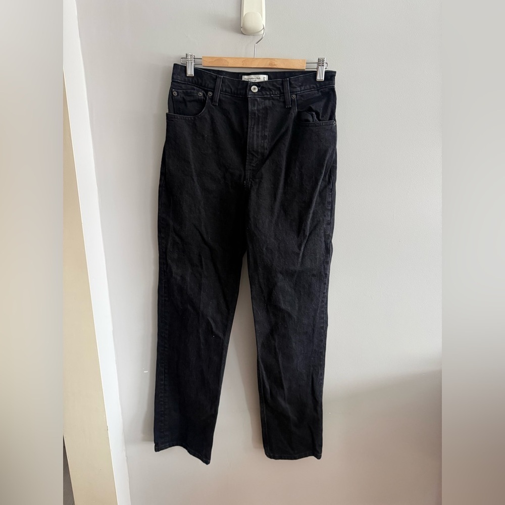 Abercrombie & Fitch 90s Straight Ultra High Rise Black Jeans Size 29R
